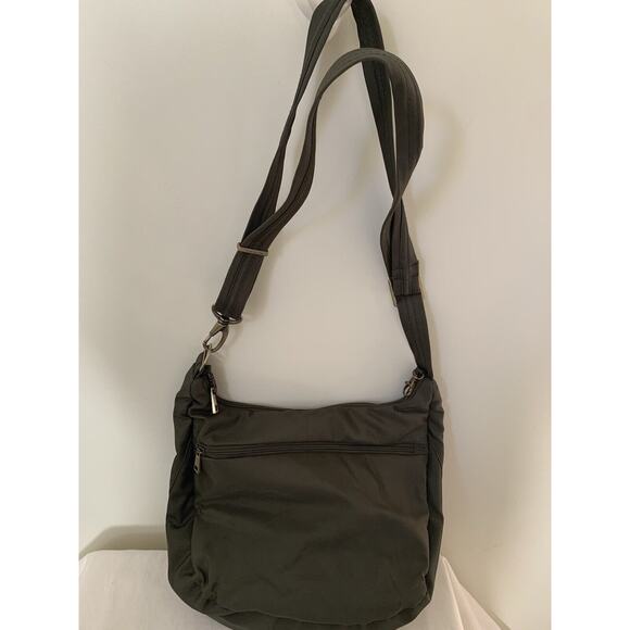Travelon Anti-Theft Lined Crossbody Round Hobo Shoulder Bag Olive Green - Picture 4 of 9